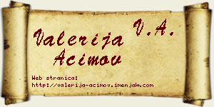 Valerija Aćimov vizit kartica